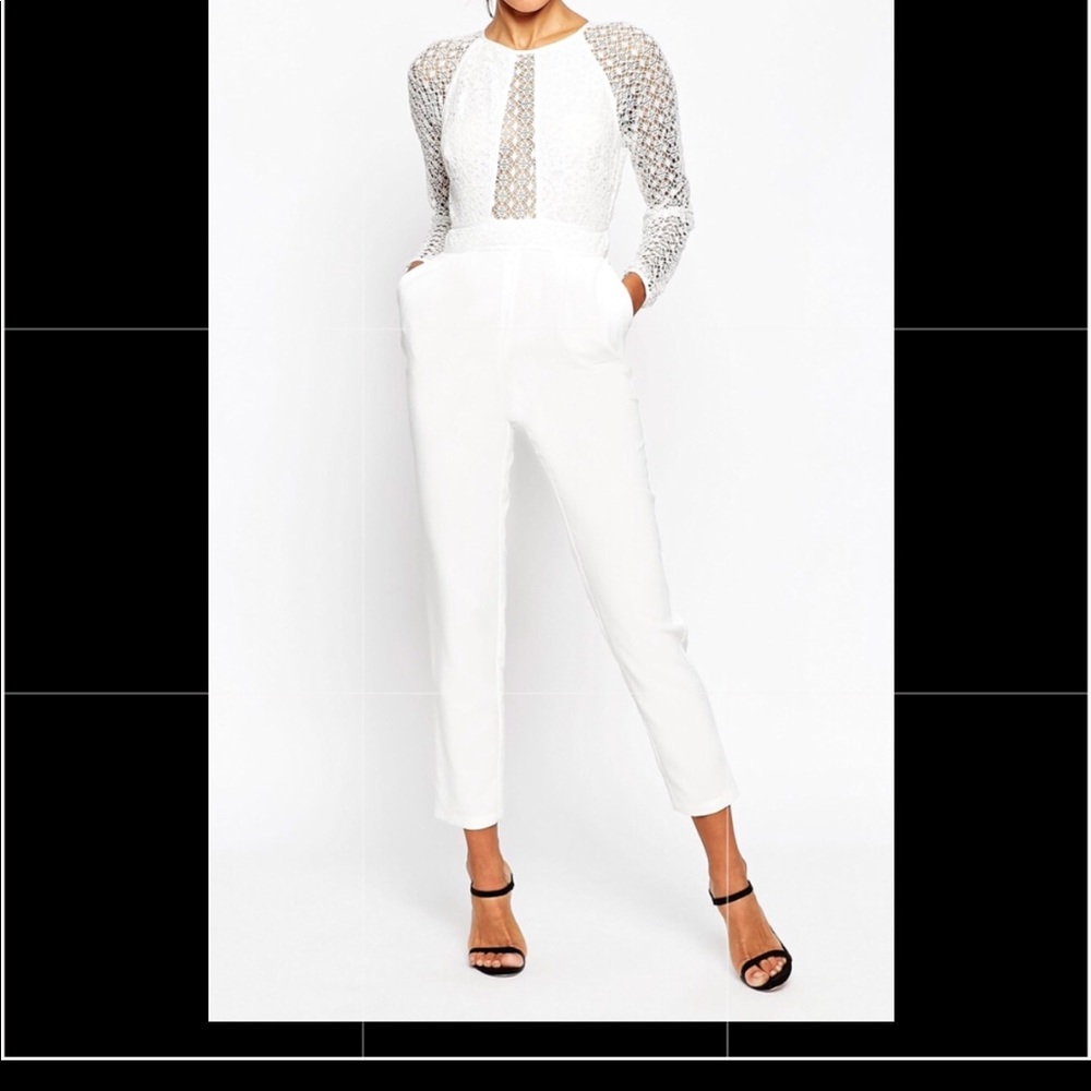 White Jumpsuit w/Lace Bodice
